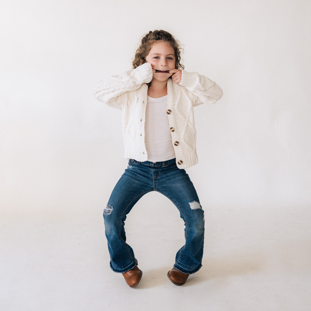 Ivory Cable Knit Cardigan- Child