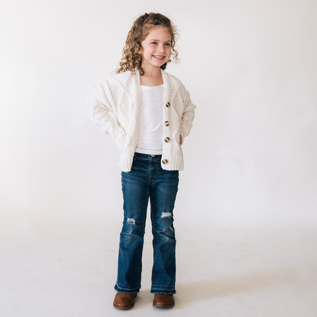 Ivory Cable Knit Cardigan- Child