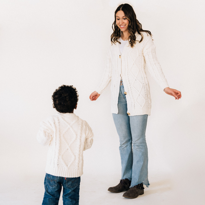 Ivory Cable Knit Cardigans- Mom & Son