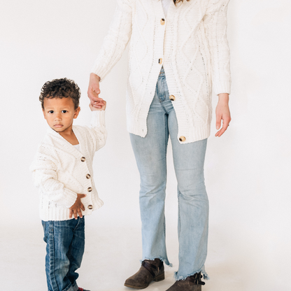 Ivory Cable Knit Cardigans- Mom & Son