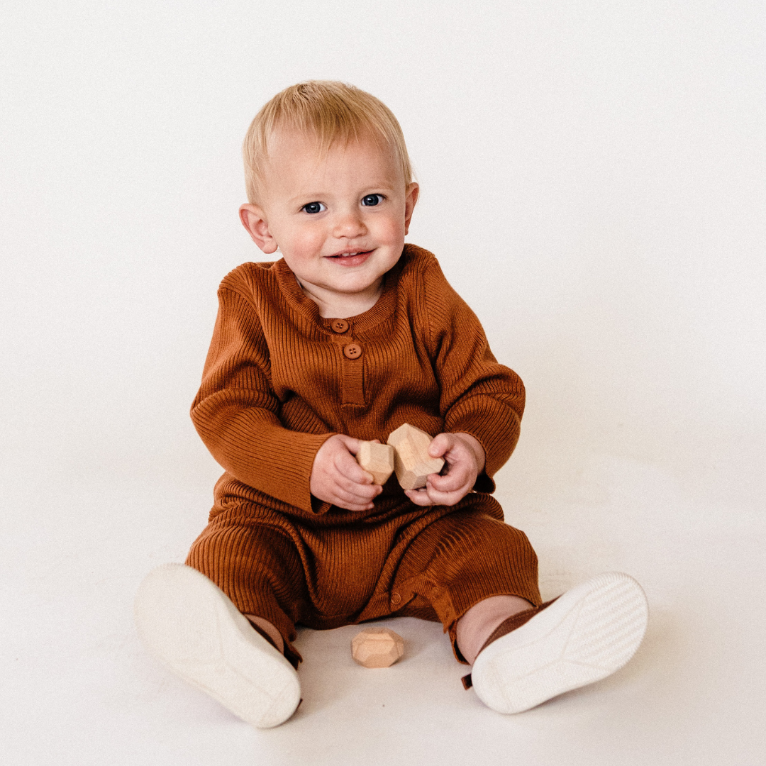 Camel Knit Long Sleeve Bodysuit - Infant
