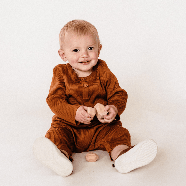 Camel Knit Long Sleeve Bodysuit - Infant - HAHA MAMA Clothing