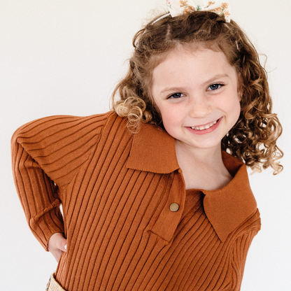 Camel Knit Collared Sweater - Child