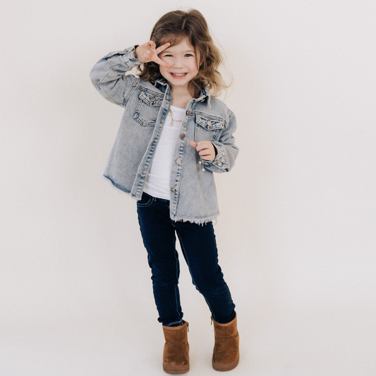 Raw Hem Denim Jean Jacket - Child