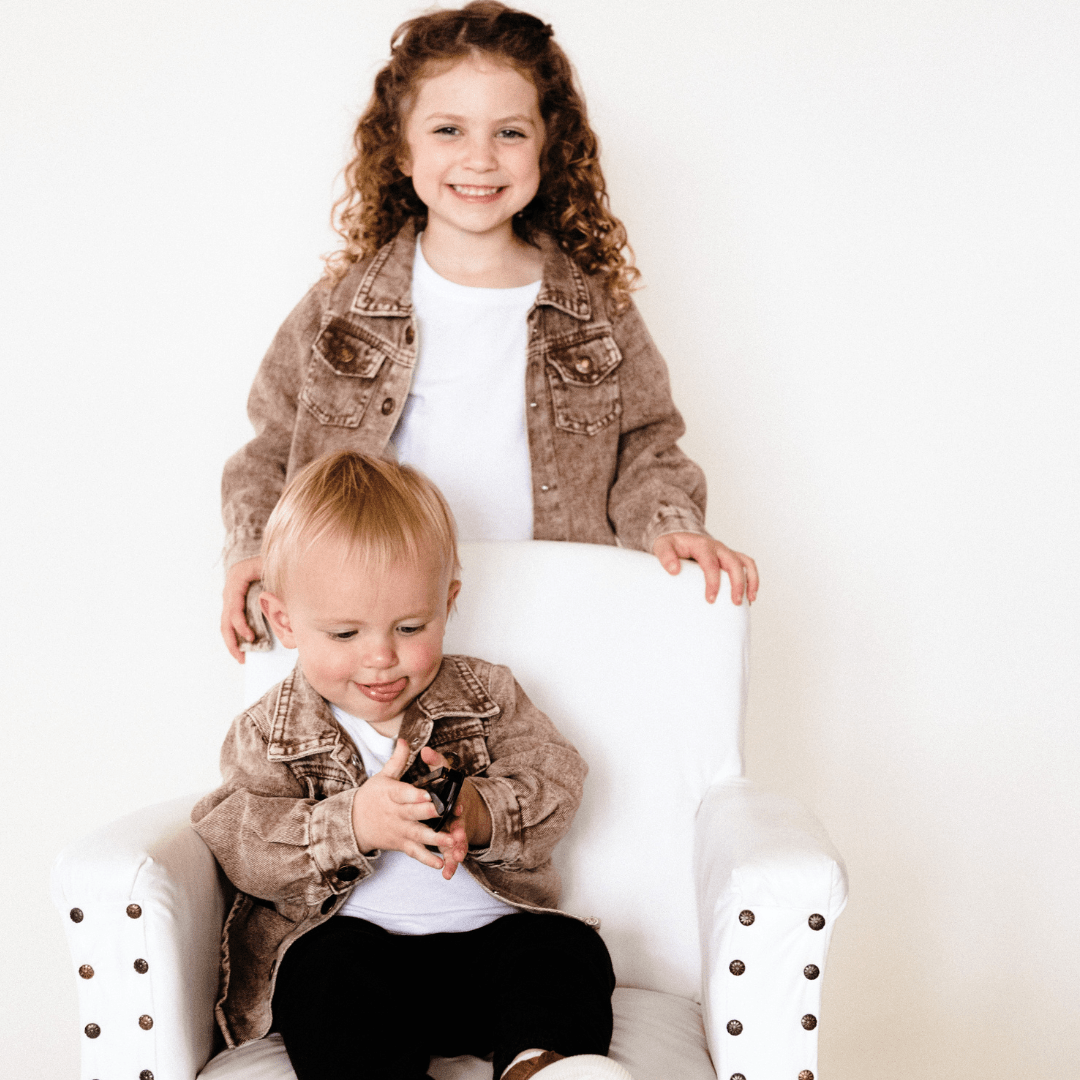 Brown Denim Jacket - Child Dallas Orders - HAHA MAMA Clothing