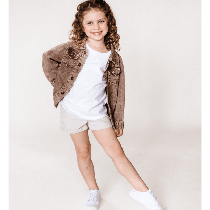 Brown Denim Jacket - Child Dallas Orders - HAHA MAMA Clothing