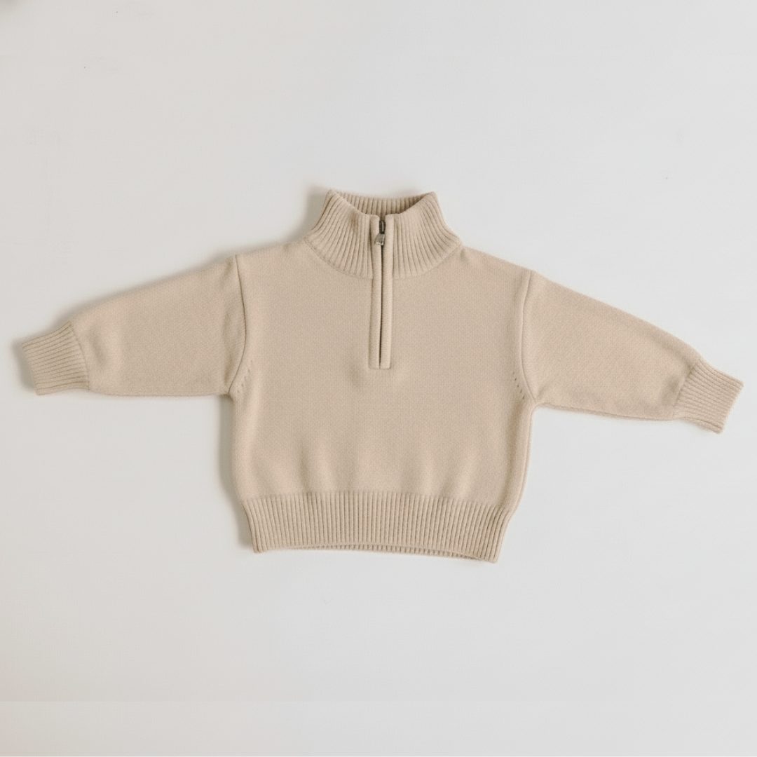 Quarter Zip Sweater Sand - Infant