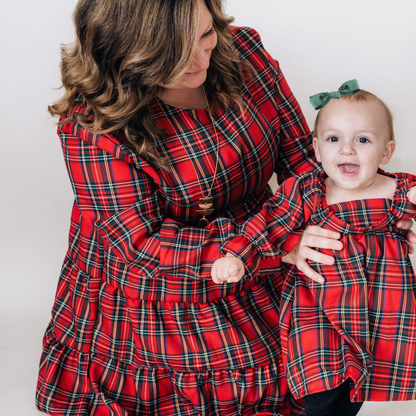 Christmas Red Tartan Plaid Mommy & Me Dress - Infant Dress