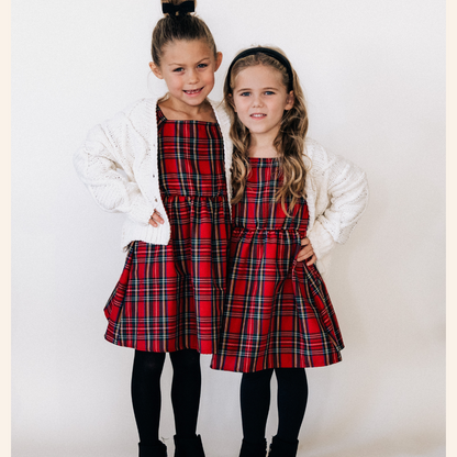 Christmas Red Tartan Plaid Mommy & Me Dress - Girl's