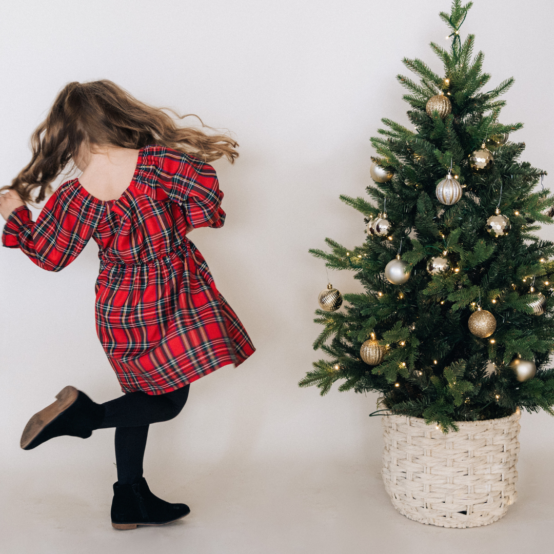 Christmas Red Tartan Plaid Mommy & Me Dress - Girl's