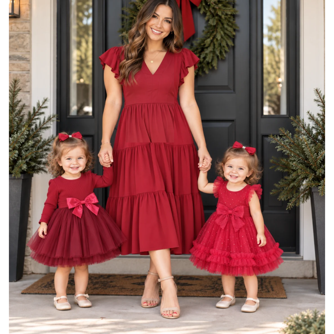 Scarlet Red Wine Knee-Length Dress - Women