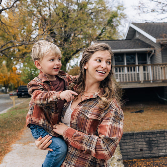 Lightweight Rust Flannel- Adult & Son