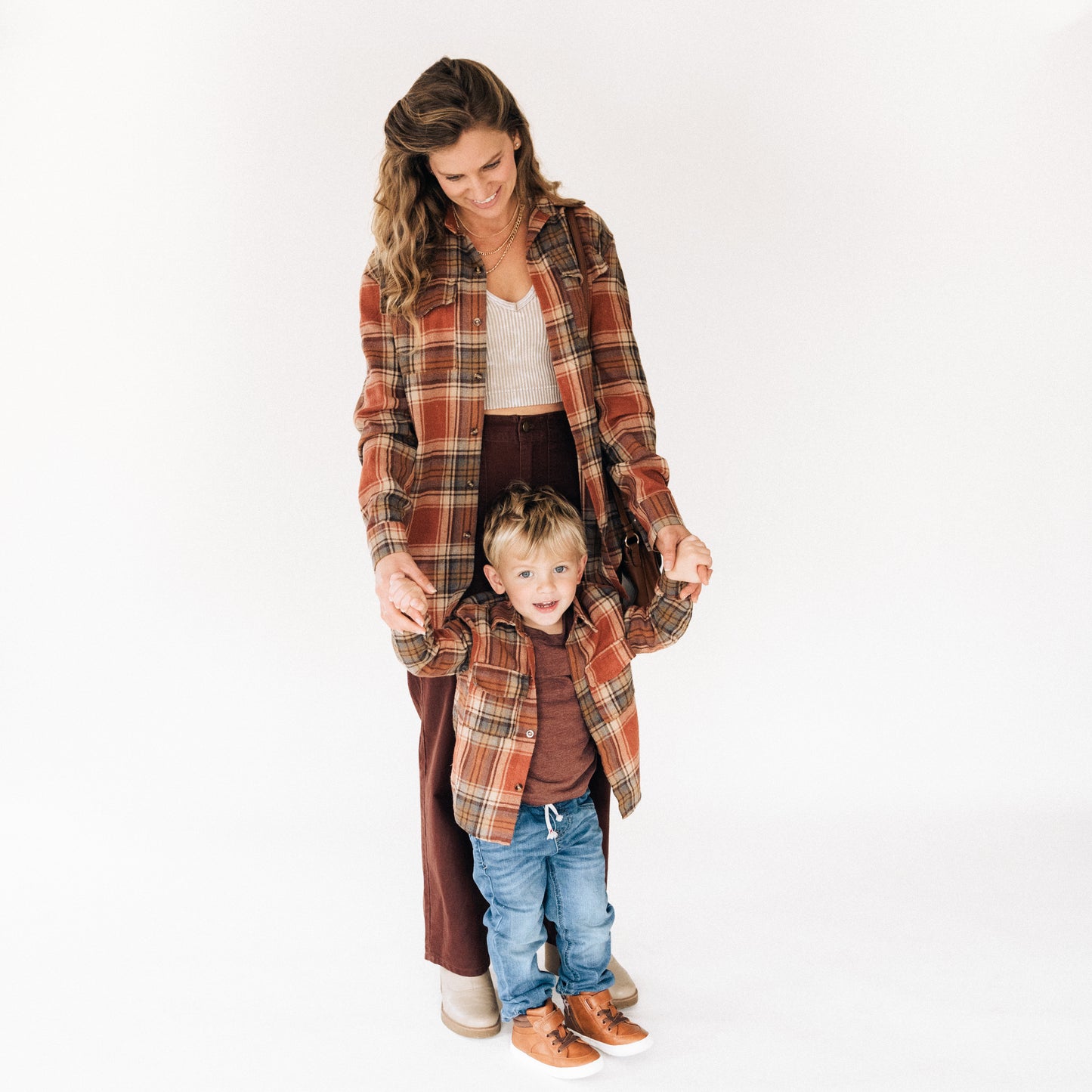 Lightweight Rust Flannel- Adult & Son