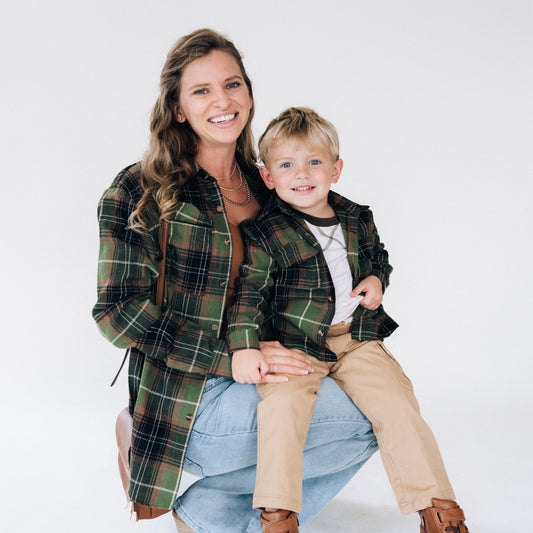 Lightweight Green Flannel- Adult & Son