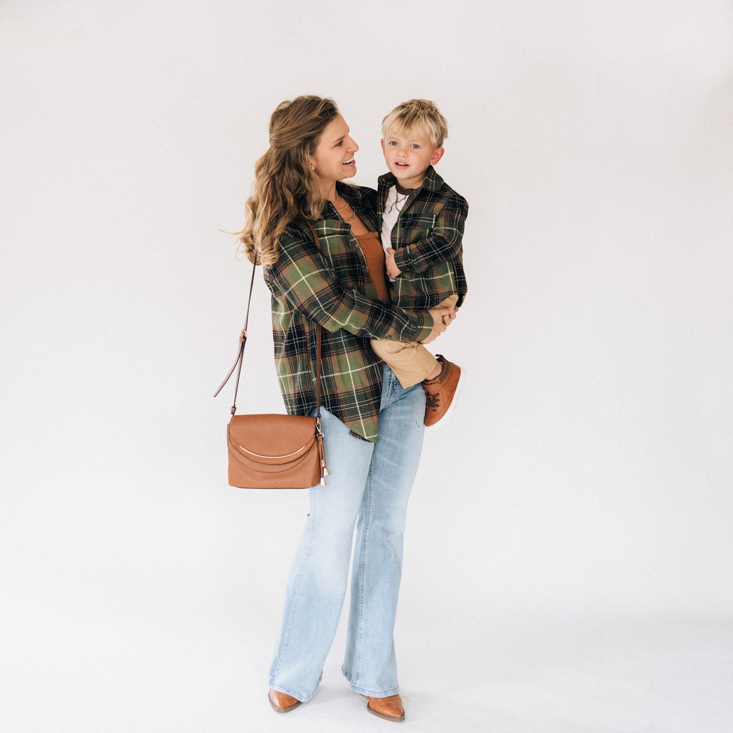 Lightweight Green Flannel- Adult & Son