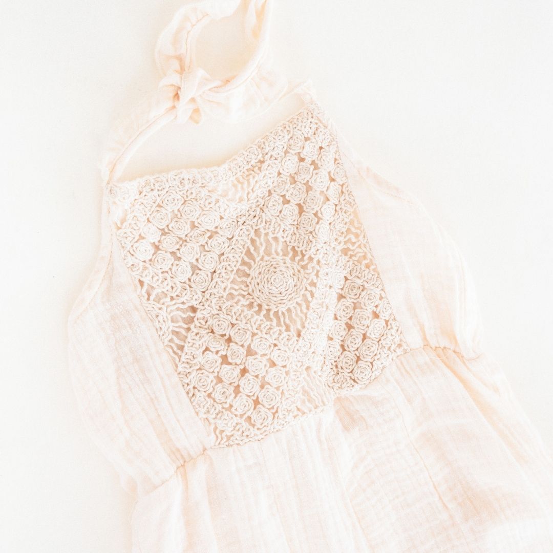 Soft White Crochet Jumpsuit - Child