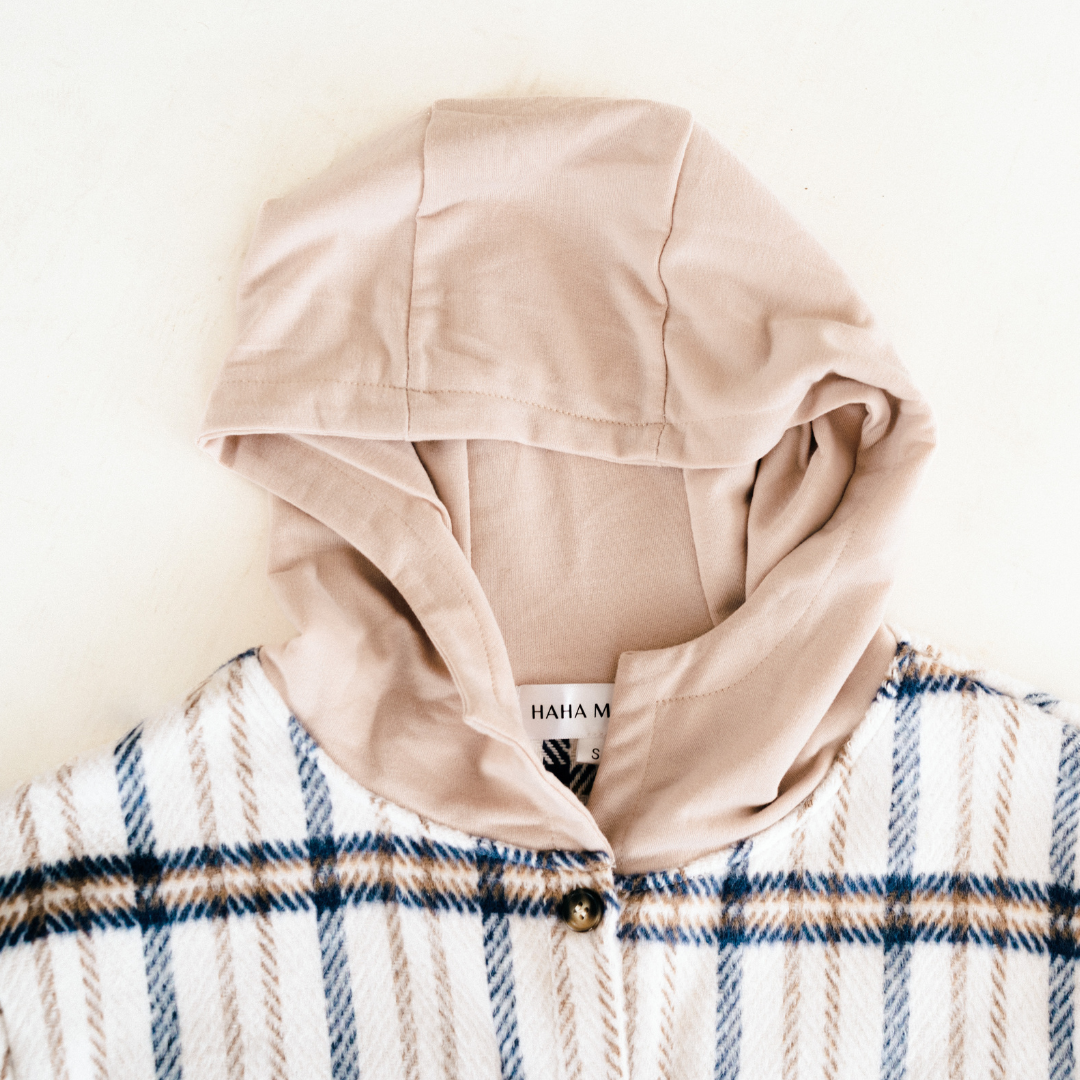 Cream & Navy Plaid Flannel- Mom & Son