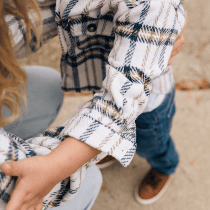 Cream & Navy Mommy & Son Flannels - HAHA MAMA Clothing