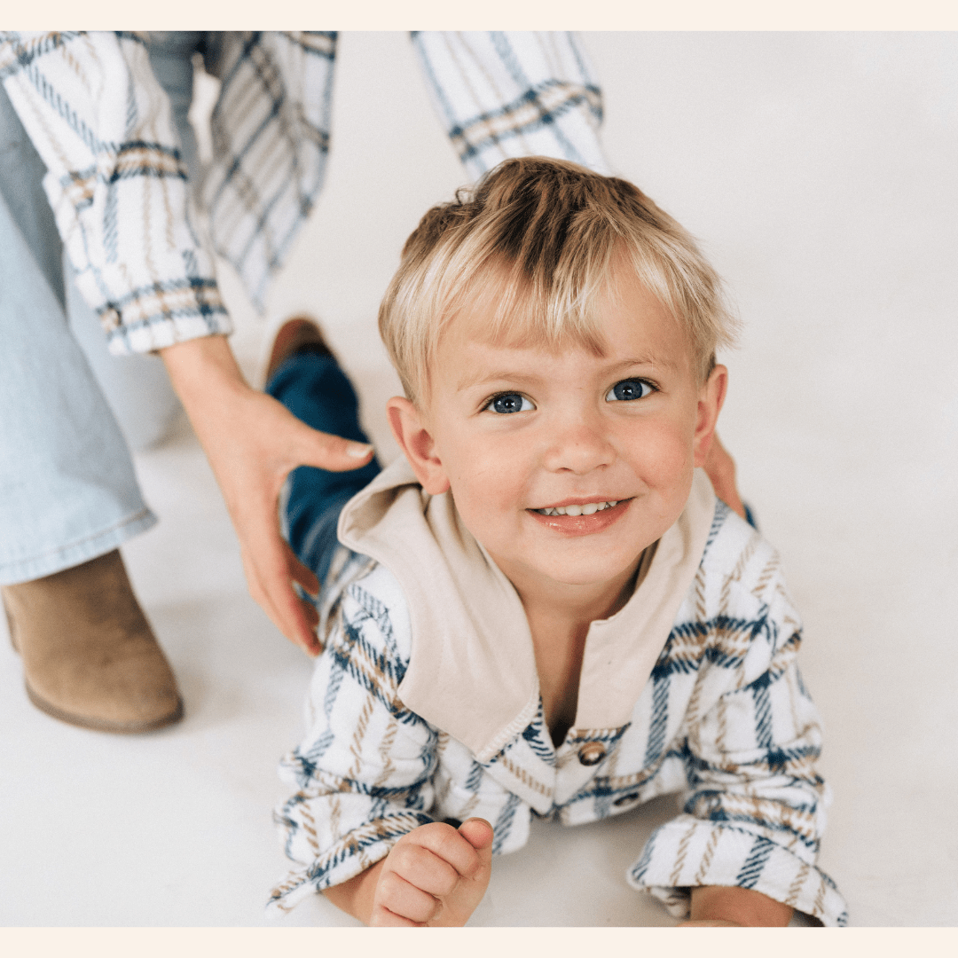 Cream & Navy Plaid Flannel - Child - HAHA MAMA Clothing