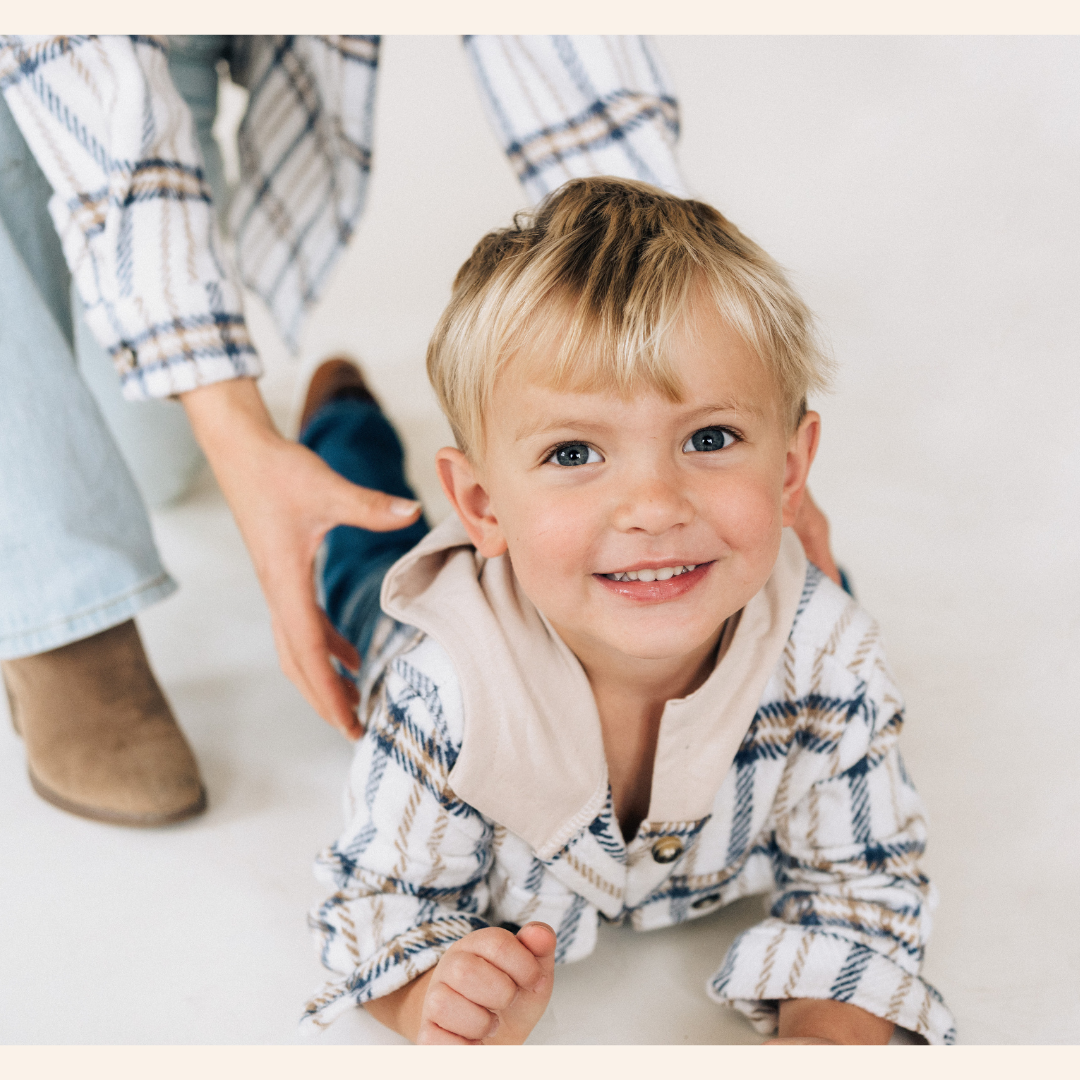 Cream & Navy Plaid Flannel- Mom & Son