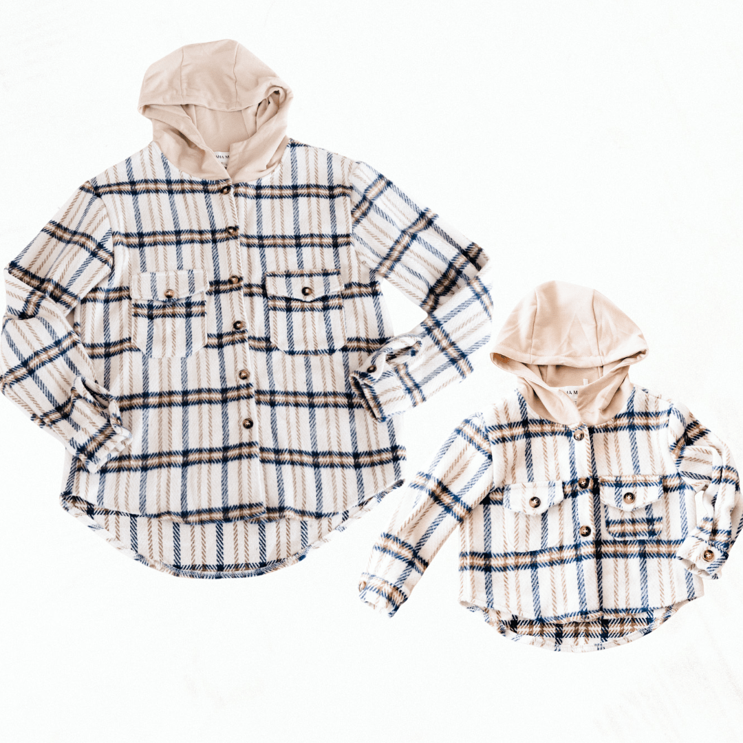 Cream & Navy Mommy & Me Flannels - HAHA MAMA Clothing