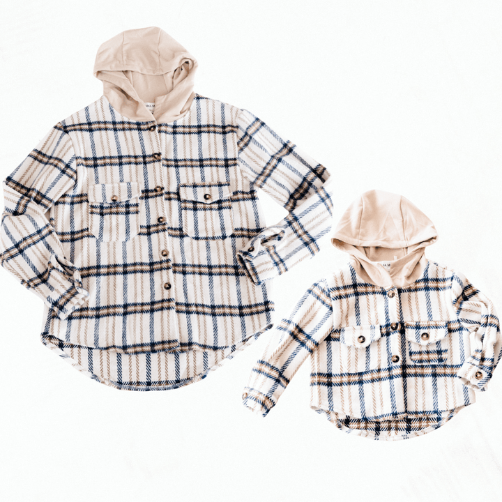 Cream & Navy Mommy & Me Flannels - HAHA MAMA Clothing