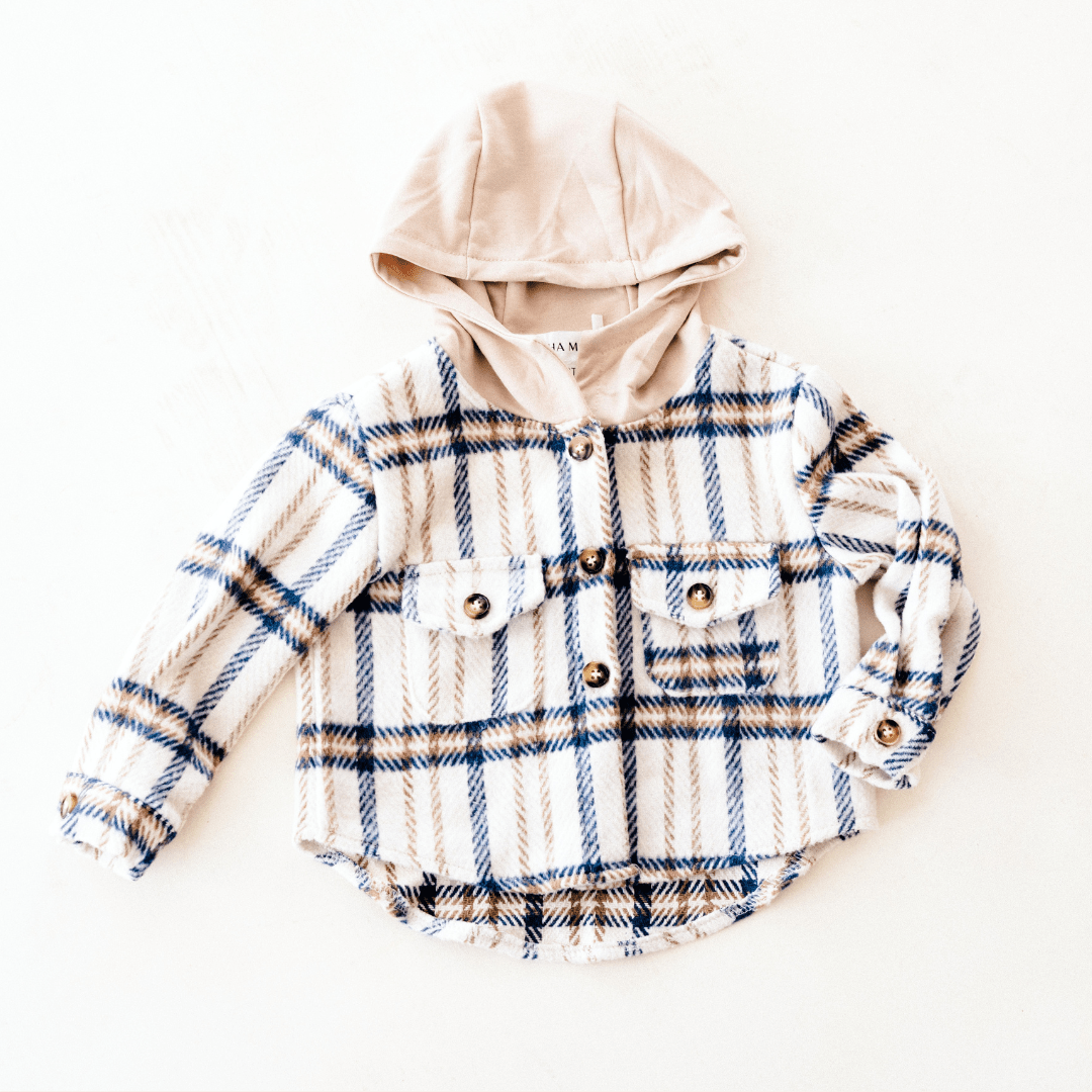 Cream & Navy Plaid Flannel - Child - HAHA MAMA Clothing