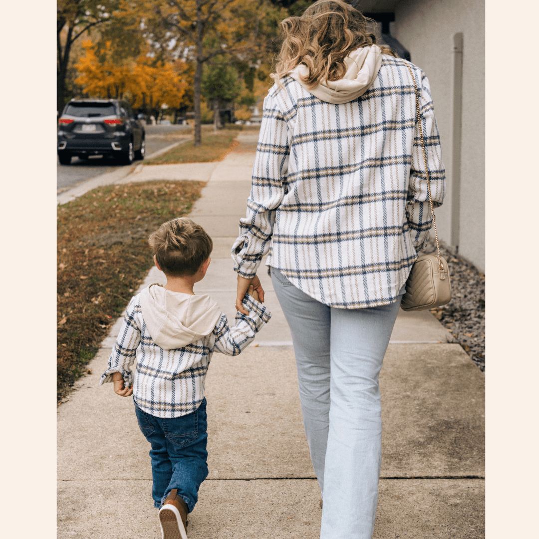 Cream & Navy Mommy & Son Flannels - HAHA MAMA Clothing