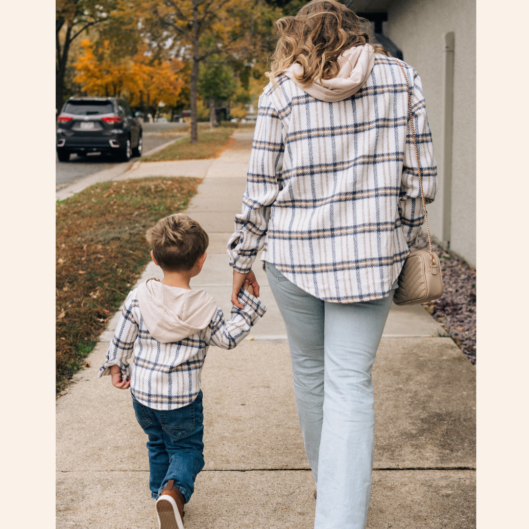 Cream & Navy Plaid Flannel- Mom & Son
