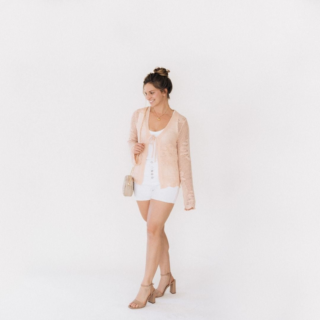 Crochet Bell Sleeve Cardigan- Women