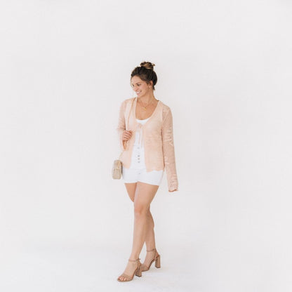 Crochet Bell Sleeve Cardigan- Women