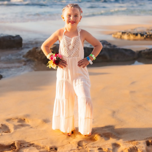 Soft White Crochet Jumpsuit - Child
