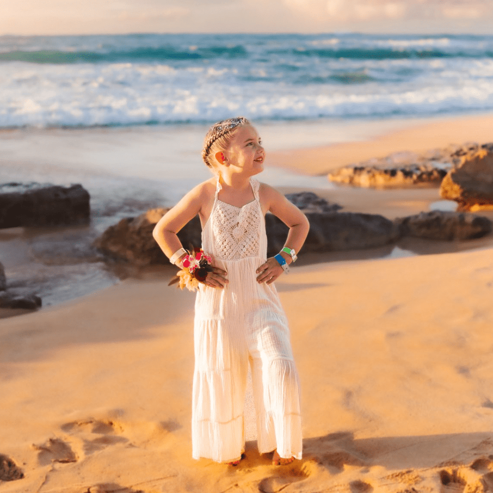 Soft White Crochet Jumpsuit - Child - HAHA MAMA Clothing