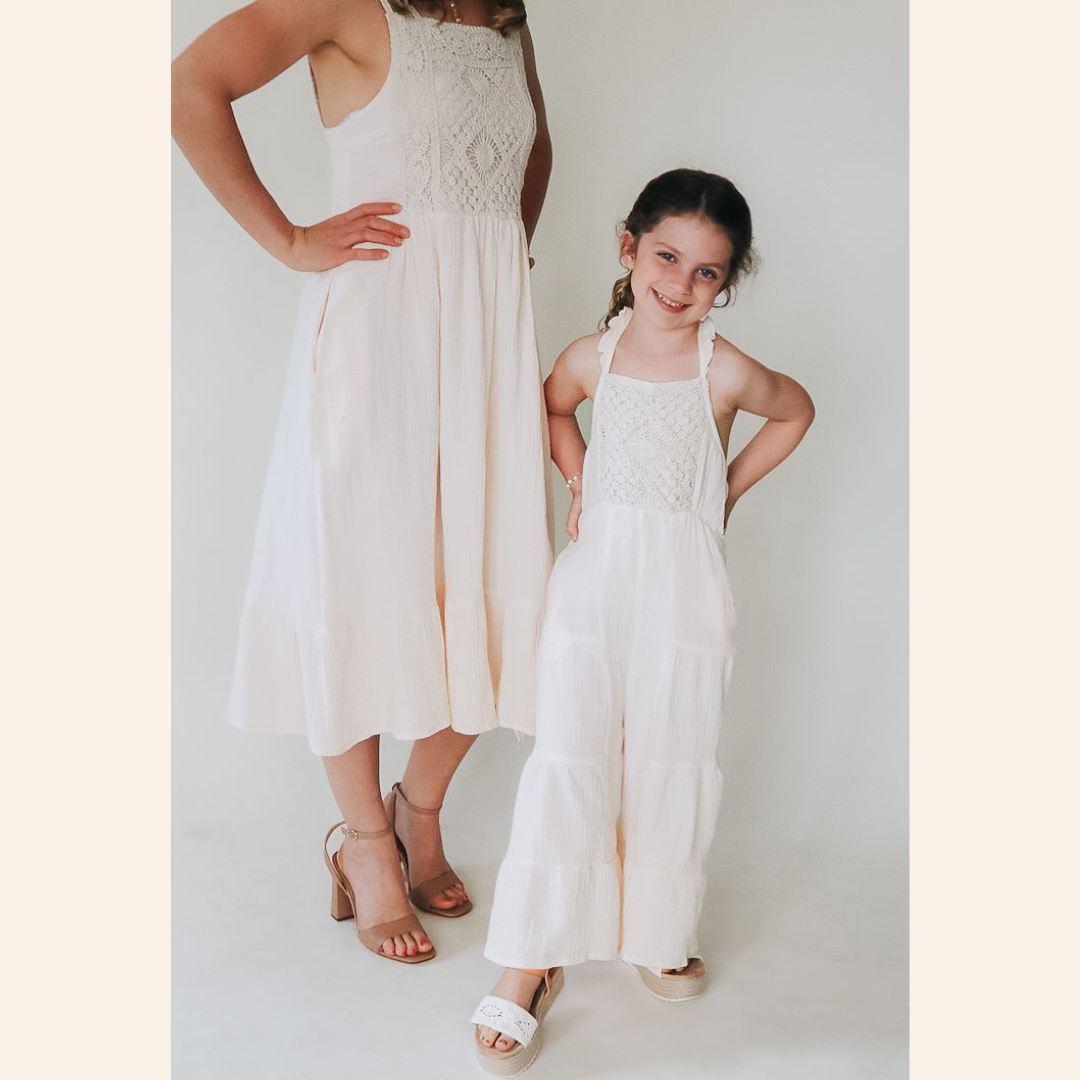 Soft White Crochet Mommy & Me Dress - Child