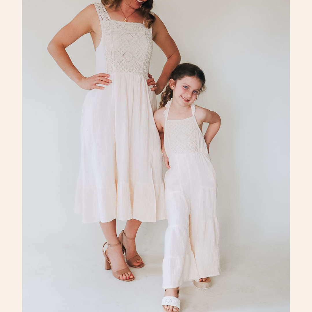 Soft White Crochet Mommy & Me Dress - Child