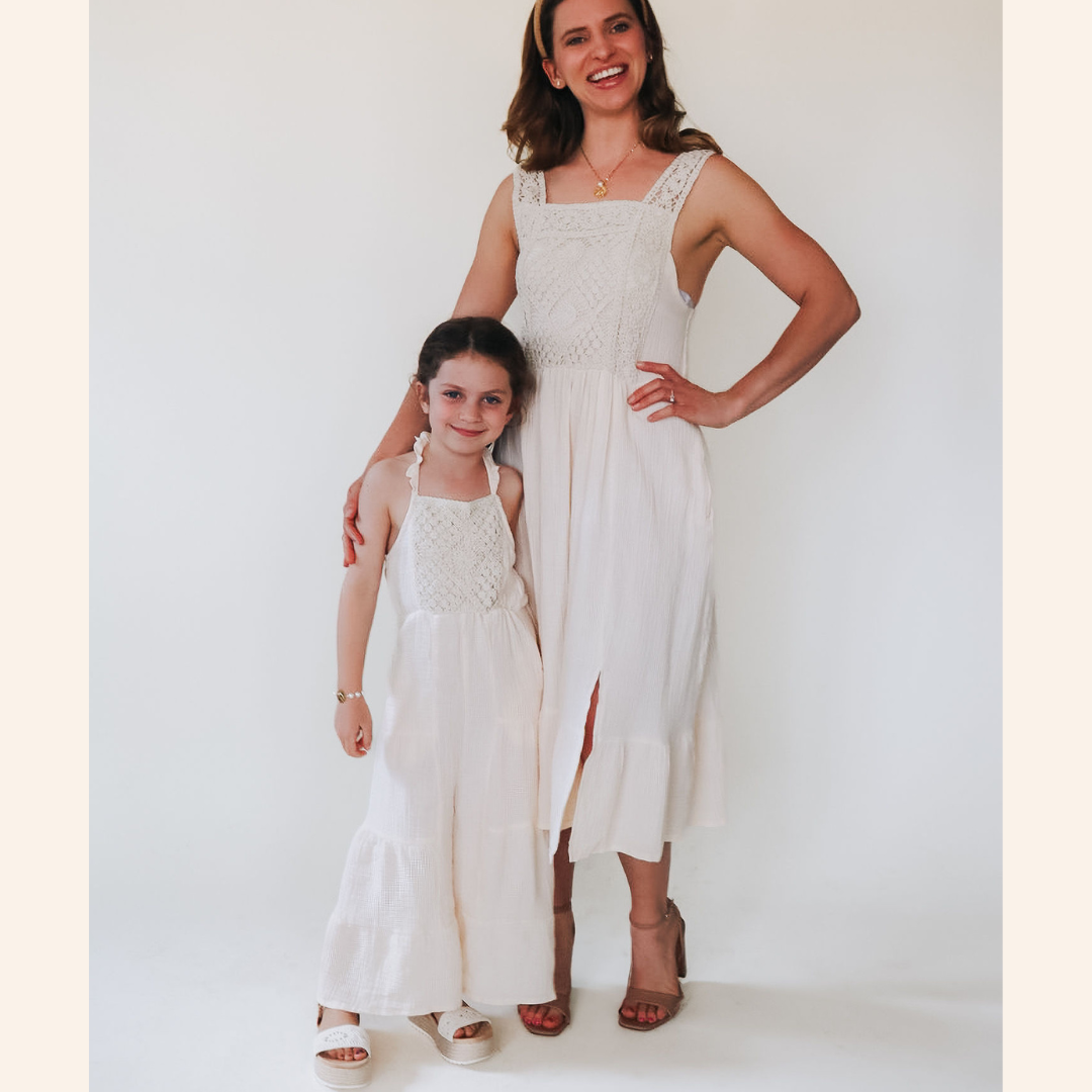 Soft White Crochet Mommy & Me Dress - Child