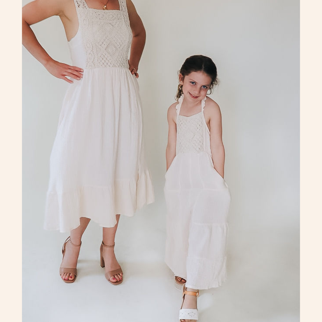 Soft White Crochet Mommy & Me Dress - Child