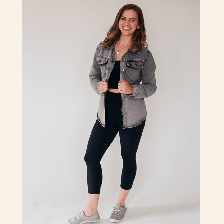 Silver Gray Denim Jacket - Women - HAHA MAMA Clothing