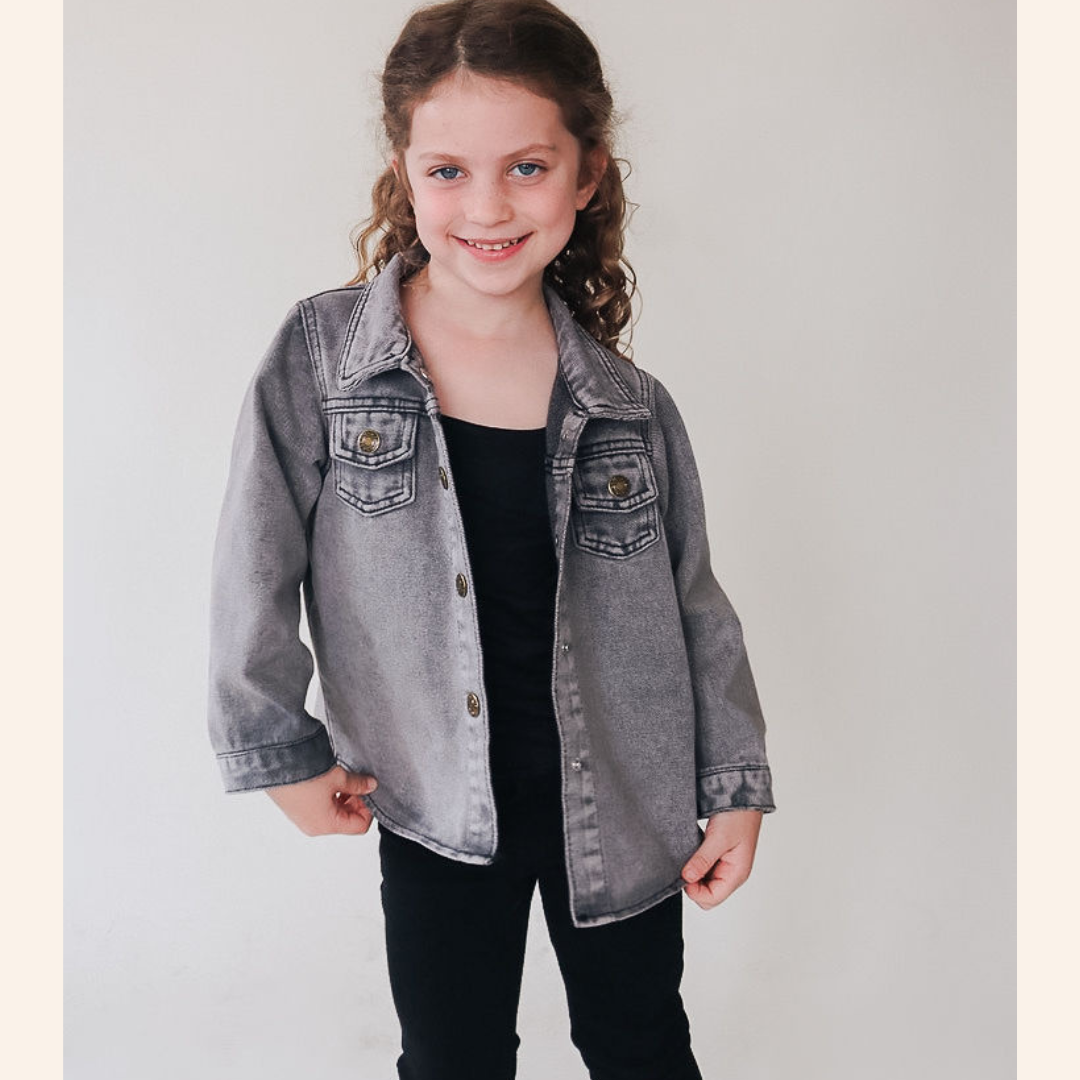 Silver Gray Denim Jacket - Child