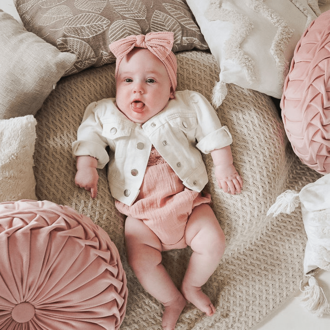 Ivory Cropped Denim Jacket - Infant - HAHA MAMA Clothing