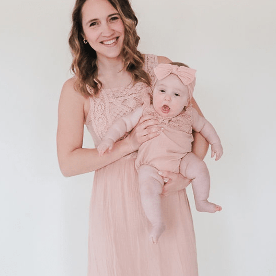 Dusty Rose Crochet Onesie Infant | HAHA MAMA 6-9M Dusty Rose Crochet Onesie Infant | HAHA MAMA 6-9M