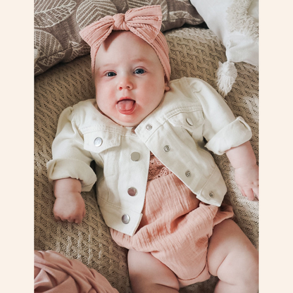 Ivory Cropped Denim Jacket - Infant
