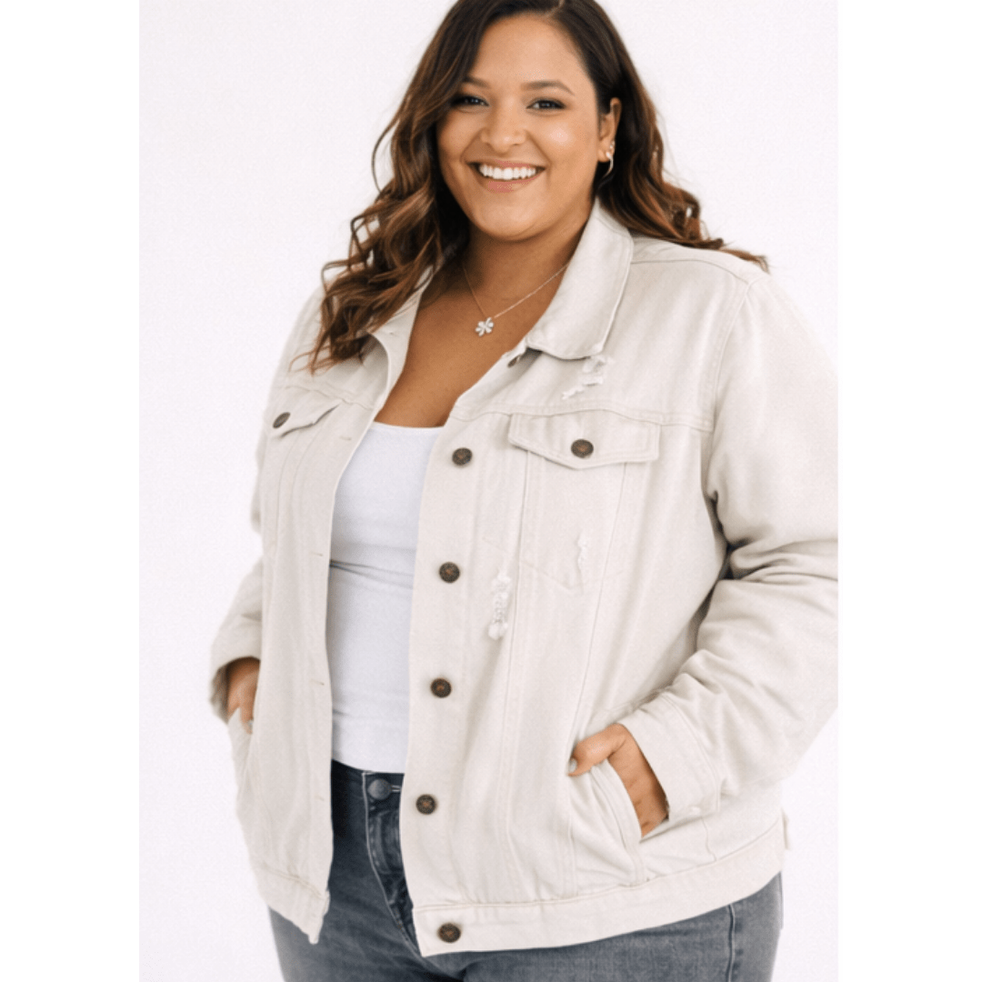 Khaki Distressed Denim Mommy & Me Jackets - HAHA MAMA Clothing