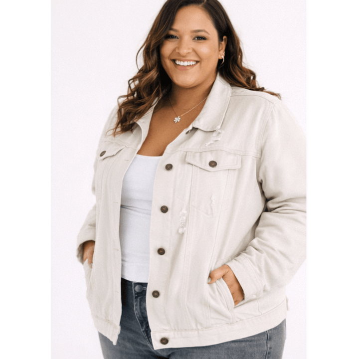 Khaki Distressed Denim Mommy & Me Jackets - HAHA MAMA Clothing