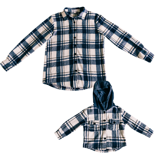 Navy Plaid Flannel-Adult & Son