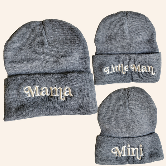 Matching Mommy & Me Beanies- Dark Gray