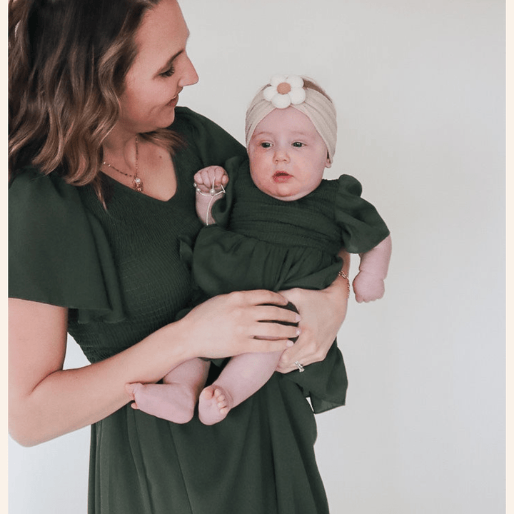 Green Chiffon Mommy & Me Dress - Infant - HAHA MAMA Clothing