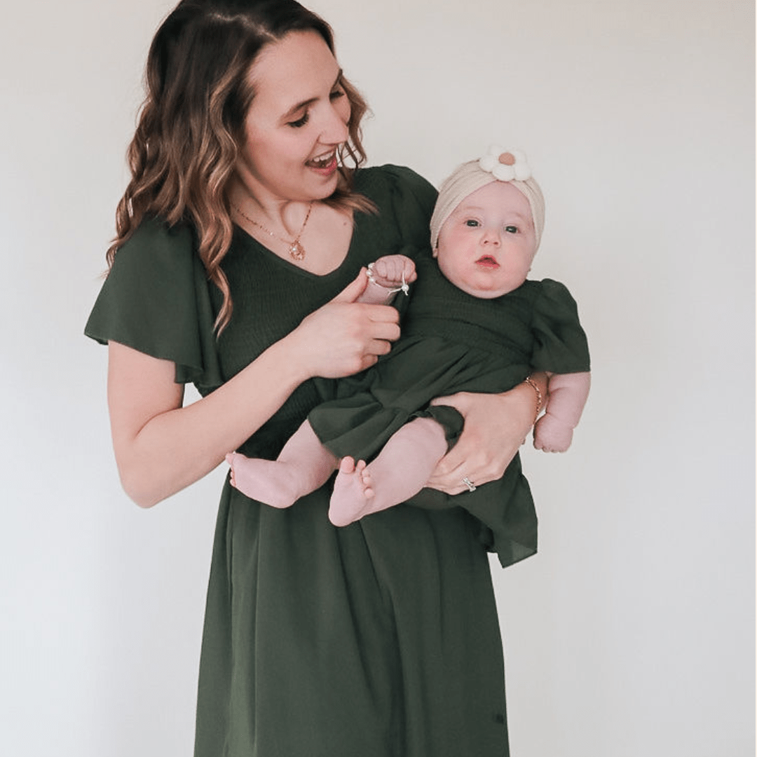 Green Chiffon Mommy & Me Dress - Infant - HAHA MAMA Clothing