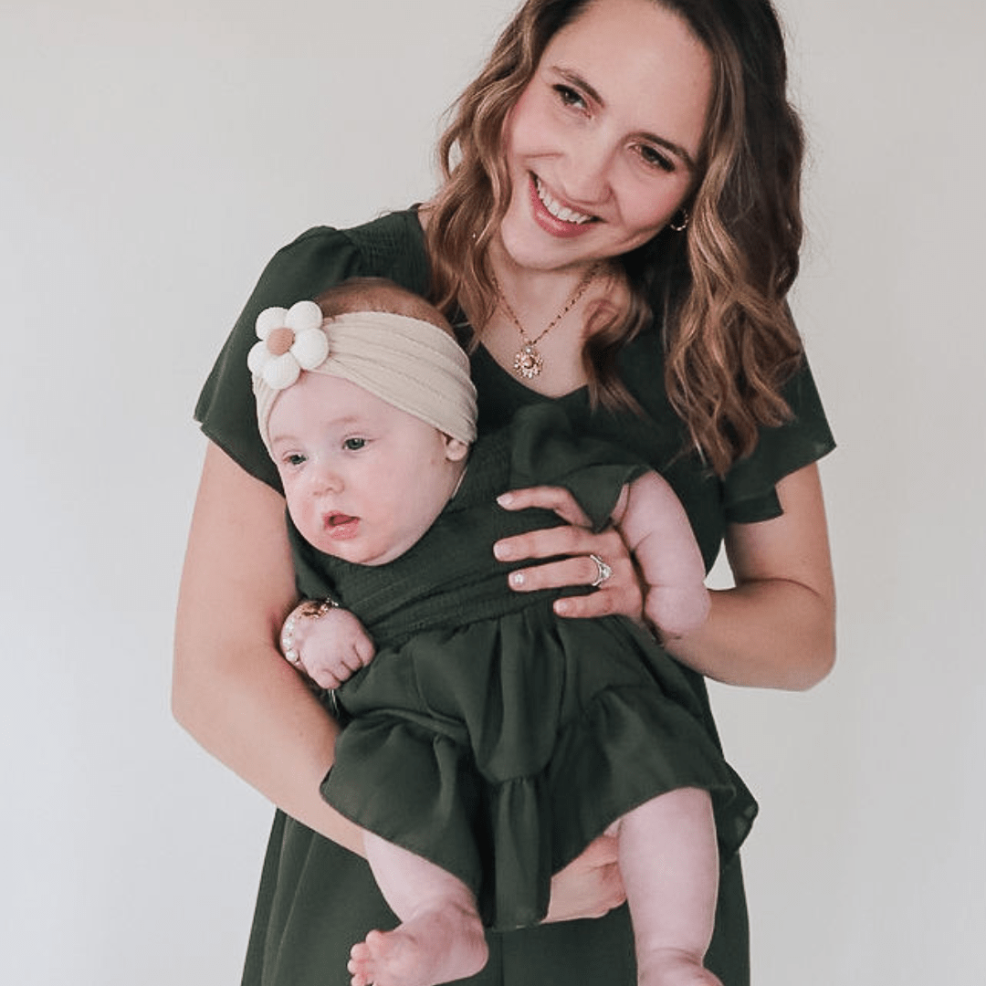 Green Chiffon Mommy & Me Dress Infant | Dark Green
