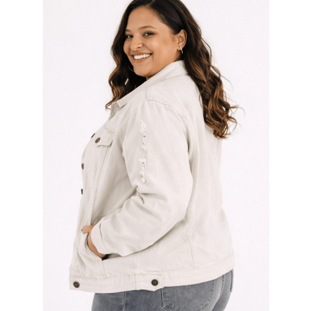 Khaki Distressed Denim Mommy & Me Jackets - HAHA MAMA Clothing